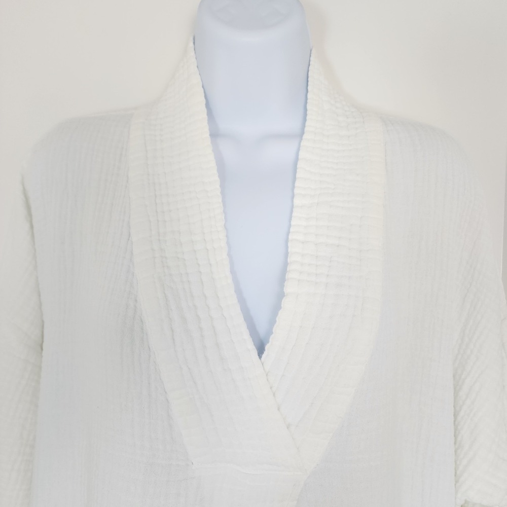 Honest Cotton White Double Gauze Tunic Dress OS Lagenlook Coastal Minimalist - Picture 6 of 16